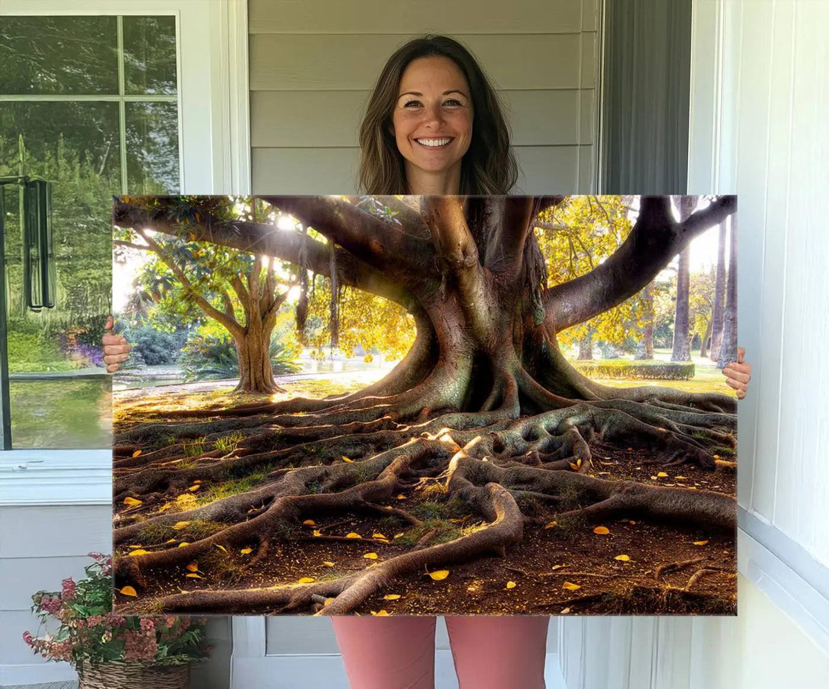 Banyan Tree Canvas Wall Art Print - Majestic Roots and