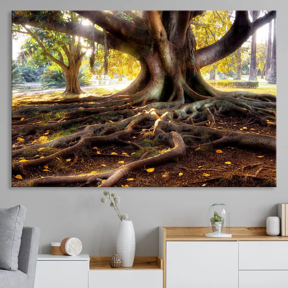Banyan Tree Canvas Wall Art Print - Majestic Roots and