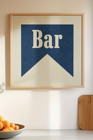 Bar Navy Banner Tab Typography Square Art Print