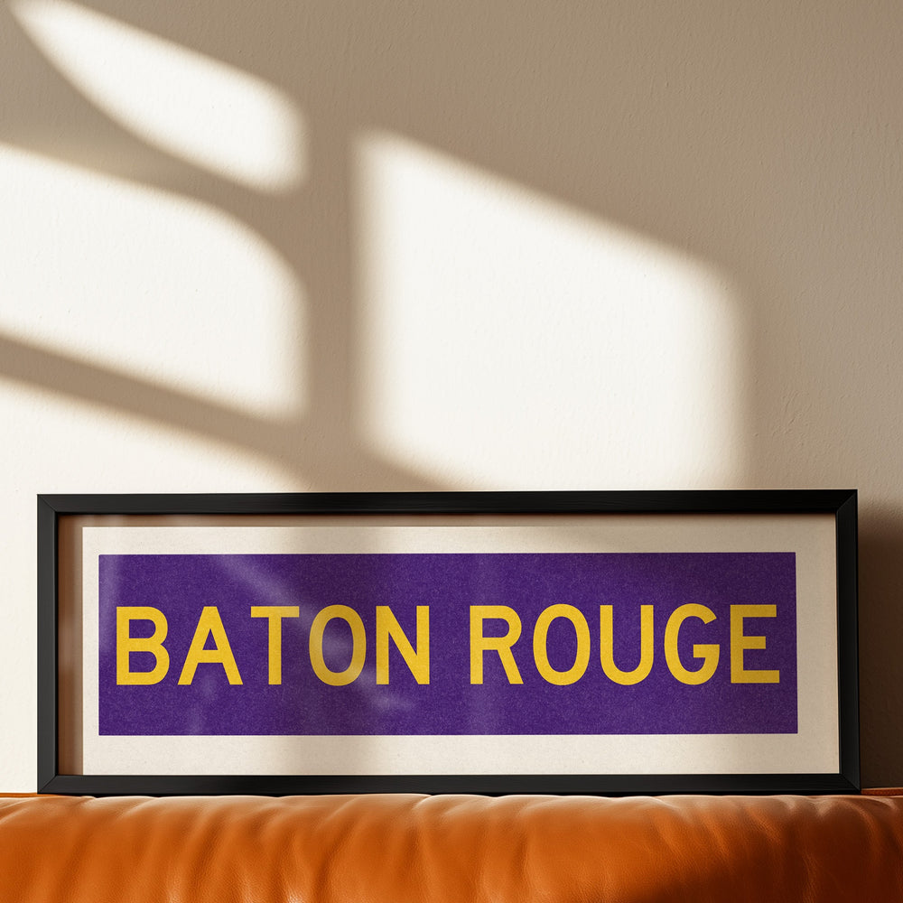 Framed Baton Rouge Purple Bus Scroll