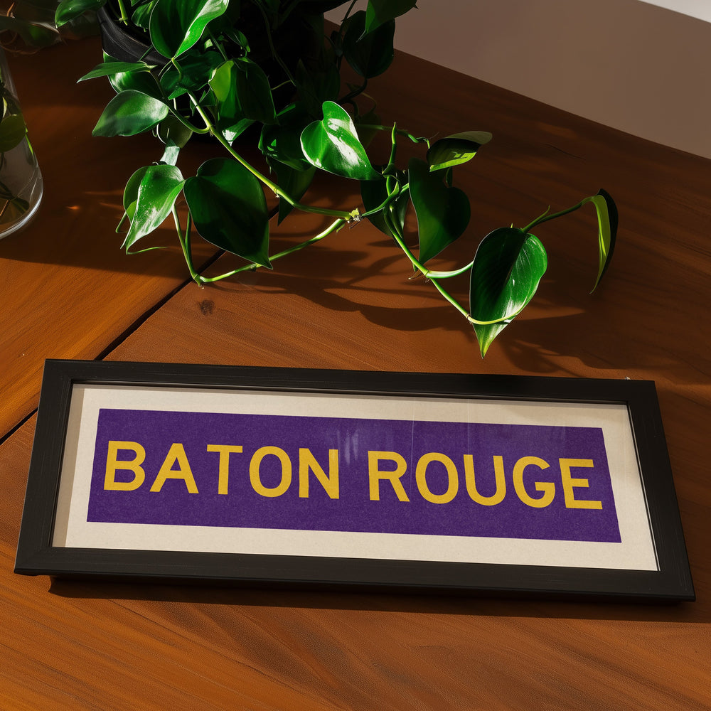 Framed Baton Rouge Purple Bus Scroll