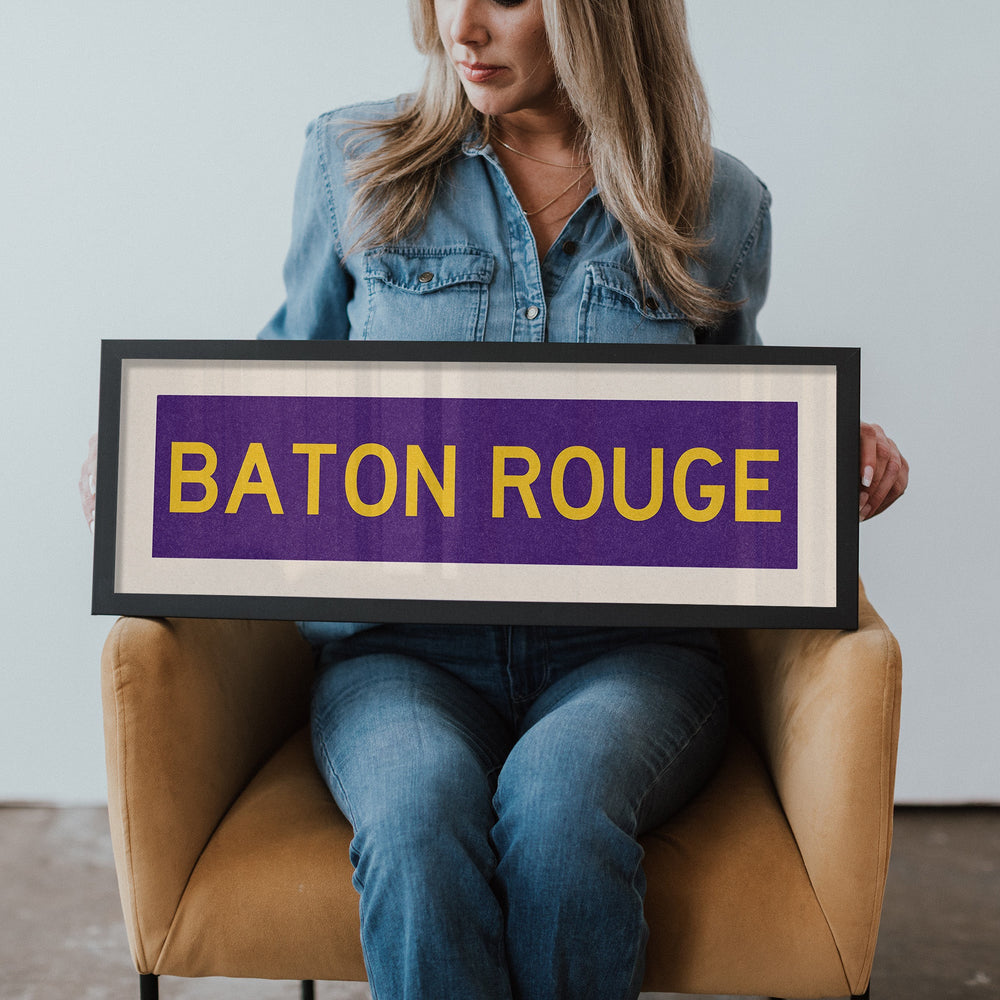 Framed Baton Rouge Purple Bus Scroll