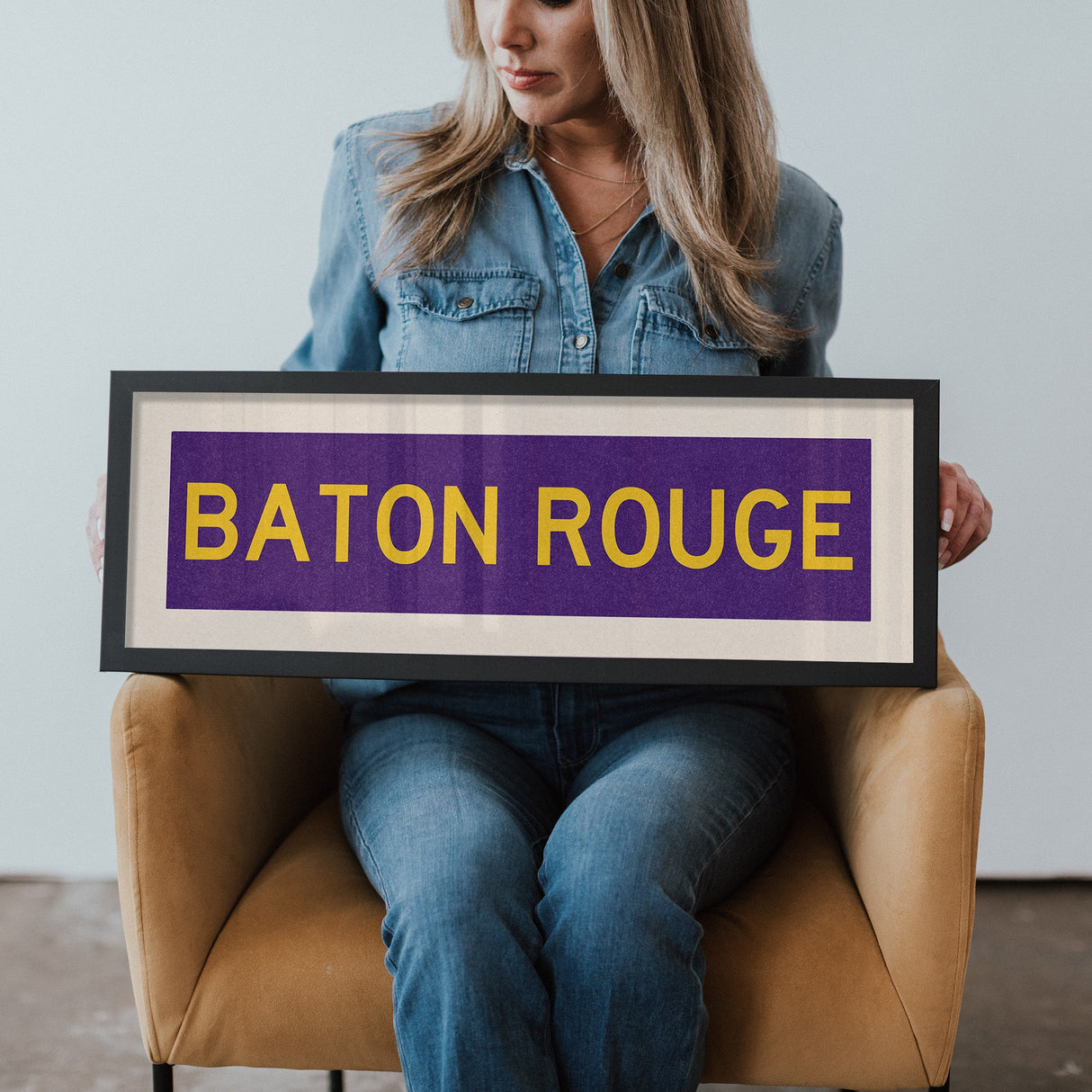 Framed Baton Rouge Purple Bus Scroll