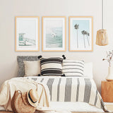 California Coastal Set of 3 Prints. Lifeguard, Surfers, Palms