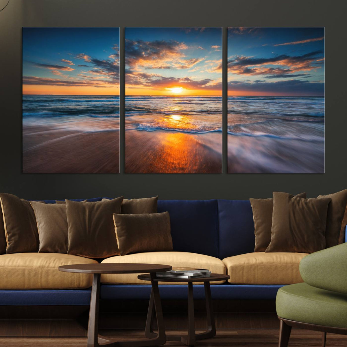 Beautiful Sunset over the Horizon Beach Canvas Wall Art