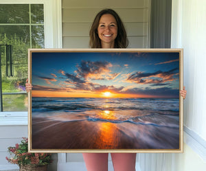 Beautiful Sunset over the Horizon Beach Canvas Wall Art