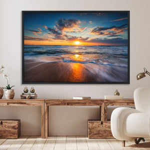 Beautiful Sunset over the Horizon Beach Canvas Wall Art