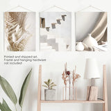 3 Pieces Neutral Boho Wall Art. Terracotta Vase and Stairs