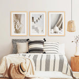 3 Pieces Neutral Boho Wall Art. Terracotta Vase and Stairs