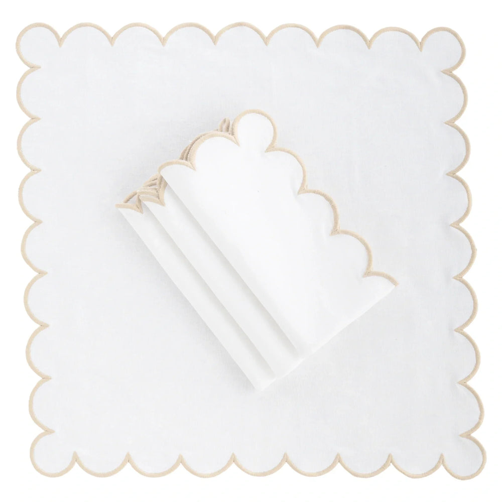 Beige Scalloped Edge Napkins - LongWave