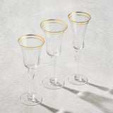 Bella, Champagne Flute Glass with Gold Rim, 6.5 oz-Set of 6