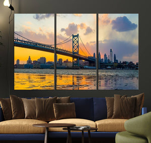 Ben Franklin Bridge Wall Art Print – Philadelphia Skyline