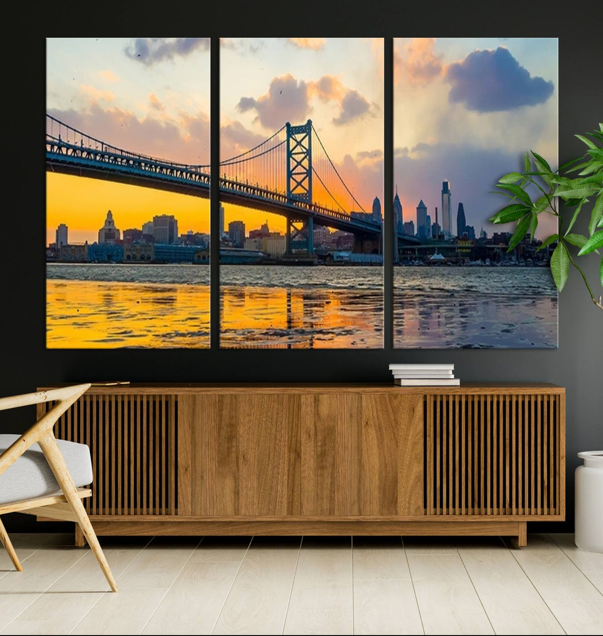 Ben Franklin Bridge Wall Art Print – Philadelphia Skyline