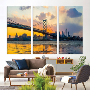 Ben Franklin Bridge Wall Art Print – Philadelphia Skyline