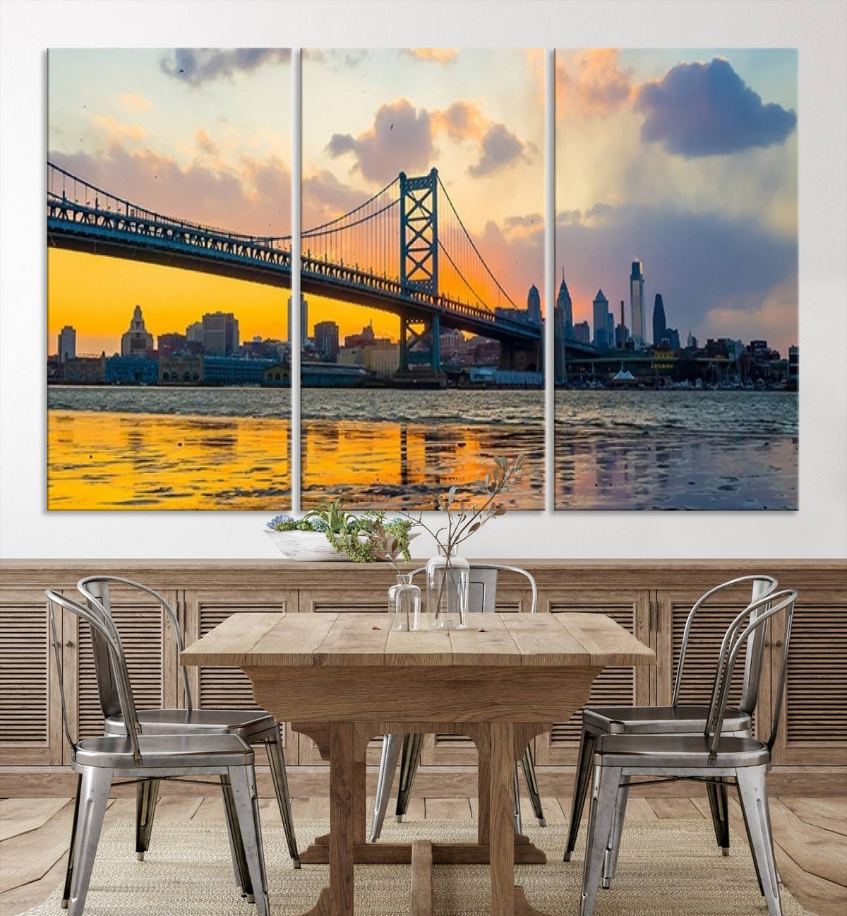 Ben Franklin Bridge Wall Art Print – Philadelphia Skyline