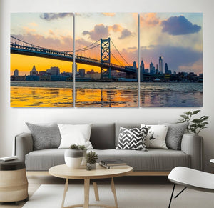 Ben Franklin Bridge Wall Art Print – Philadelphia Skyline