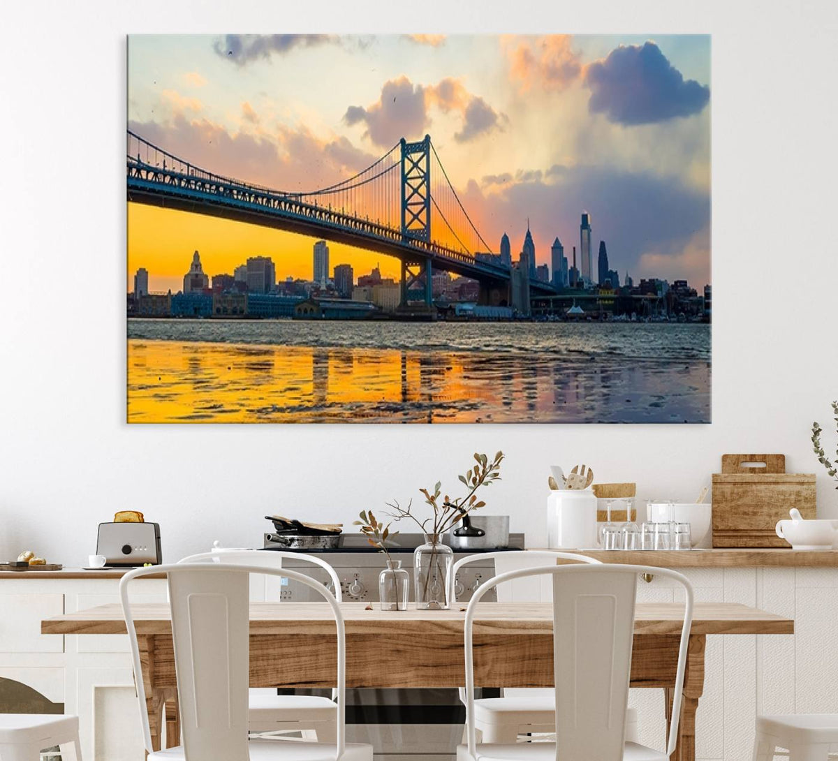 Ben Franklin Bridge Wall Art Print – Philadelphia Skyline