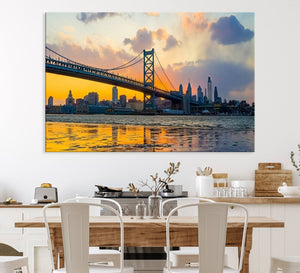 Ben Franklin Bridge Wall Art Print – Philadelphia Skyline
