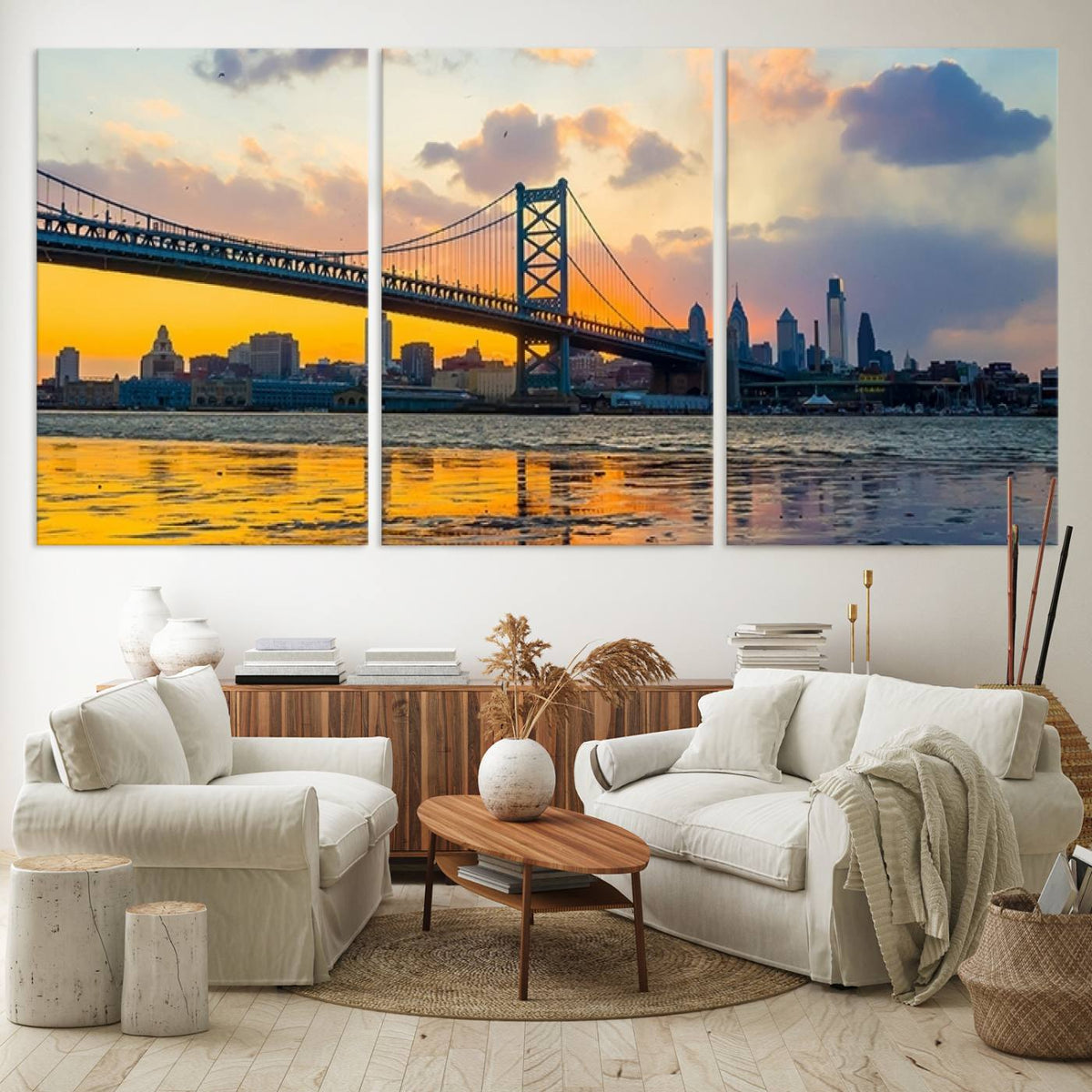Ben Franklin Bridge Wall Art Print – Philadelphia Skyline