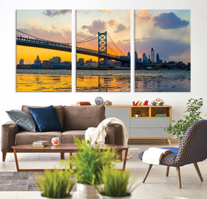 Ben Franklin Bridge Wall Art Print – Philadelphia Skyline