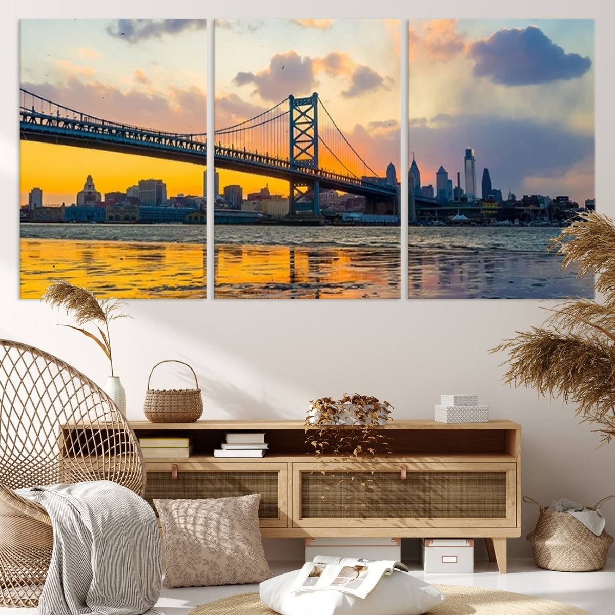 Ben Franklin Bridge Wall Art Print – Philadelphia Skyline