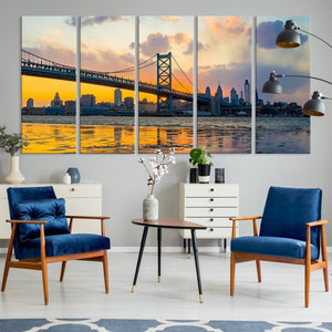 Ben Franklin Bridge Wall Art Print – Philadelphia Skyline