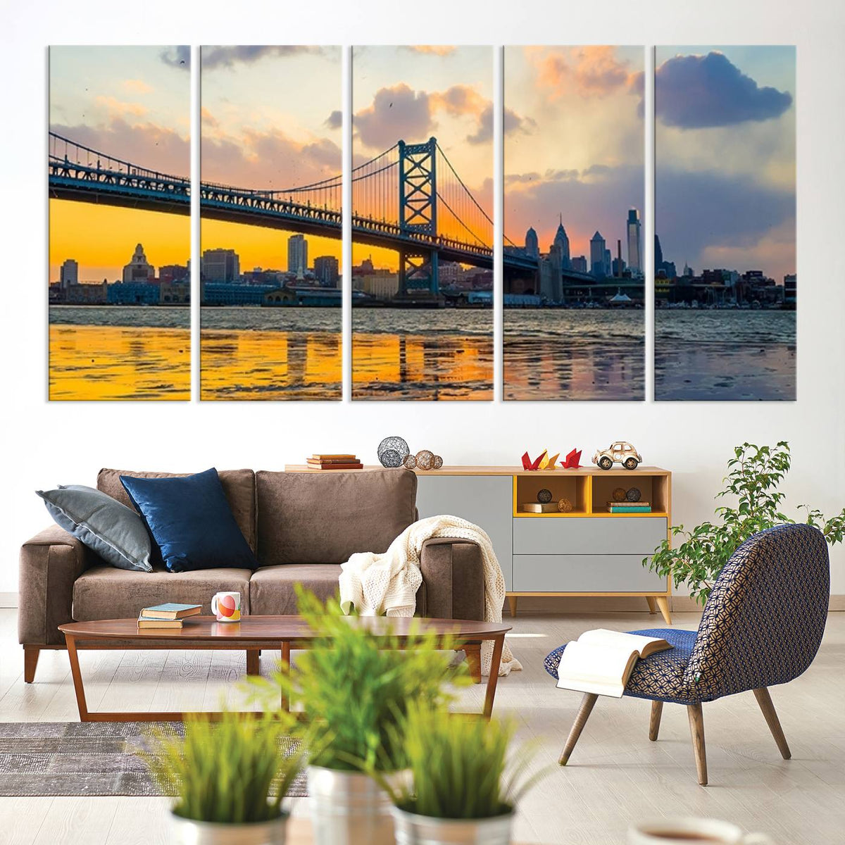 Ben Franklin Bridge Wall Art Print – Philadelphia Skyline