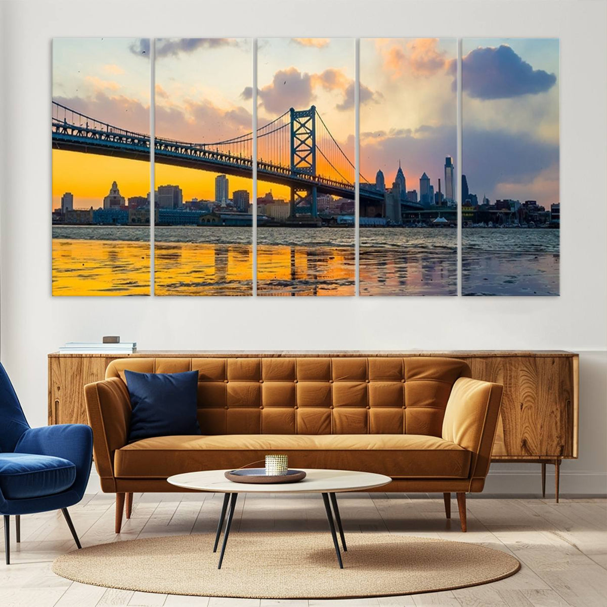 Ben Franklin Bridge Wall Art Print – Philadelphia Skyline