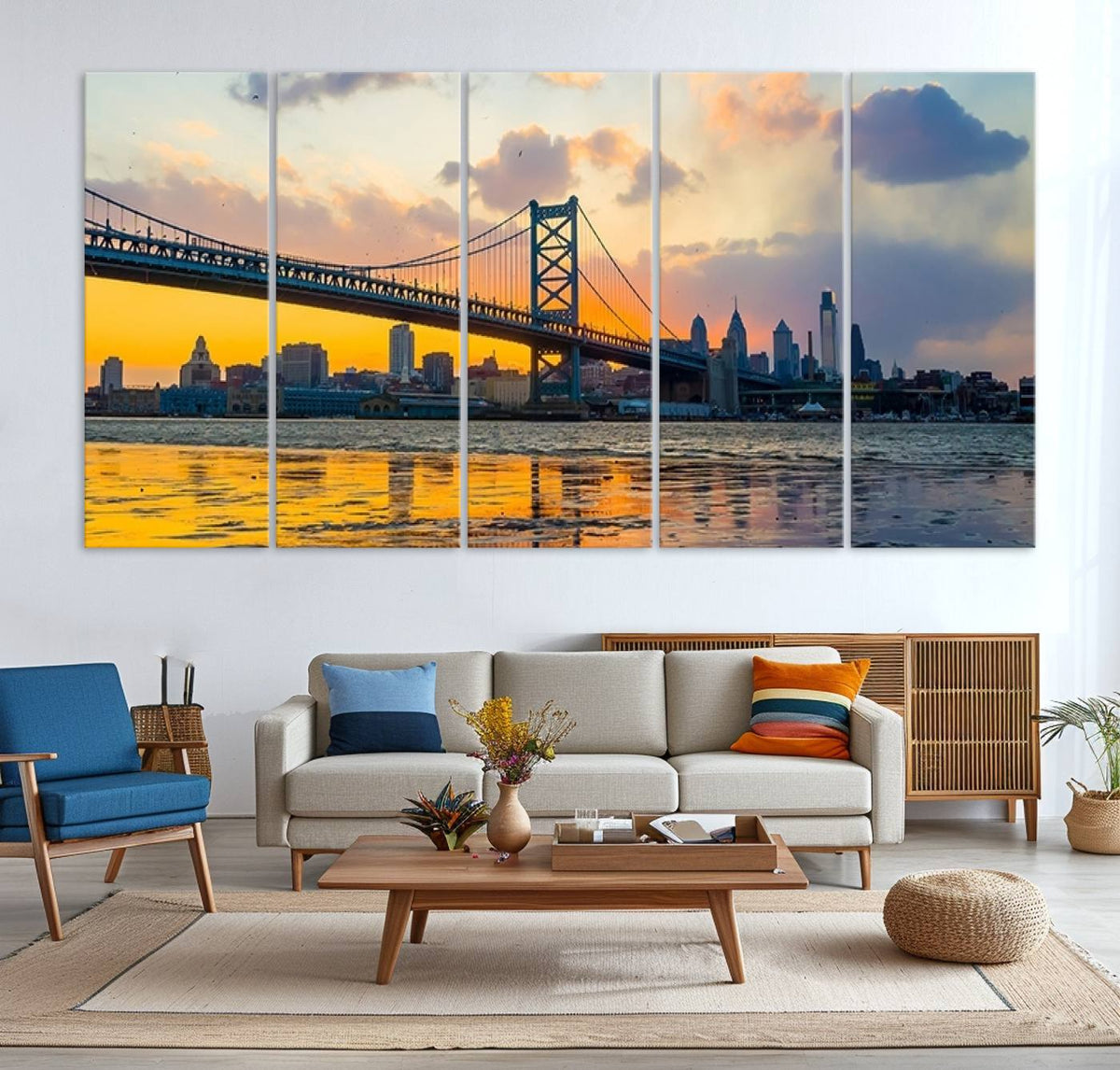 Ben Franklin Bridge Wall Art Print – Philadelphia Skyline