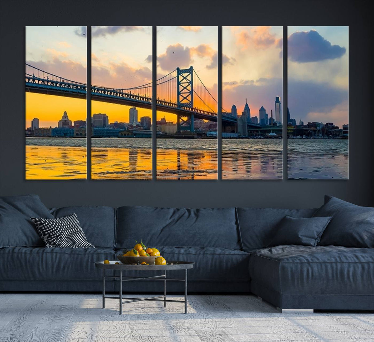 Ben Franklin Bridge Wall Art Print – Philadelphia Skyline