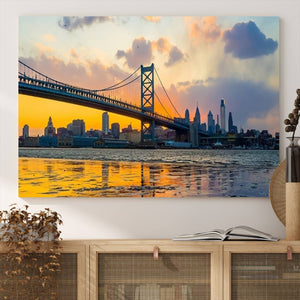 Ben Franklin Bridge Wall Art Print – Philadelphia Skyline