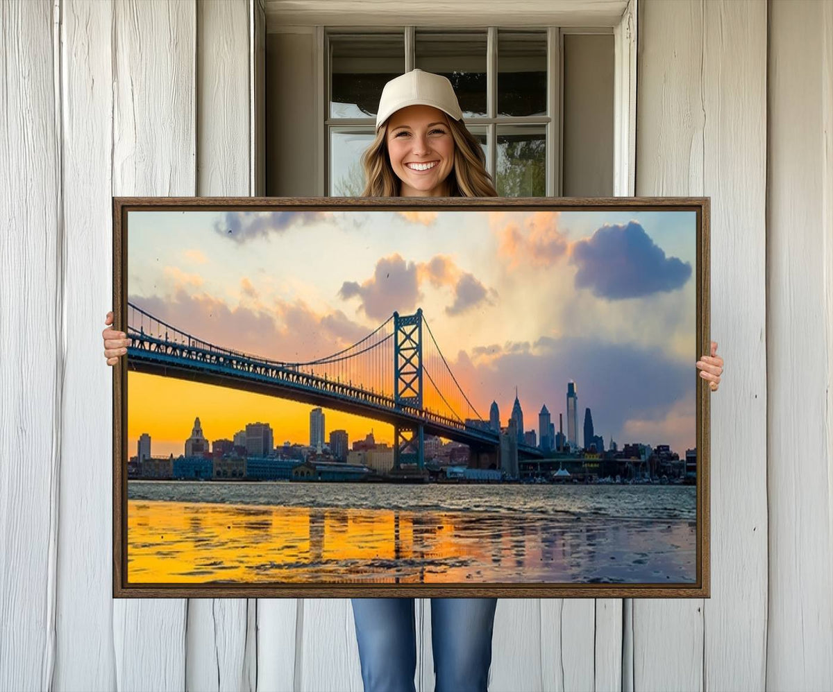 Ben Franklin Bridge Wall Art Print – Philadelphia Skyline