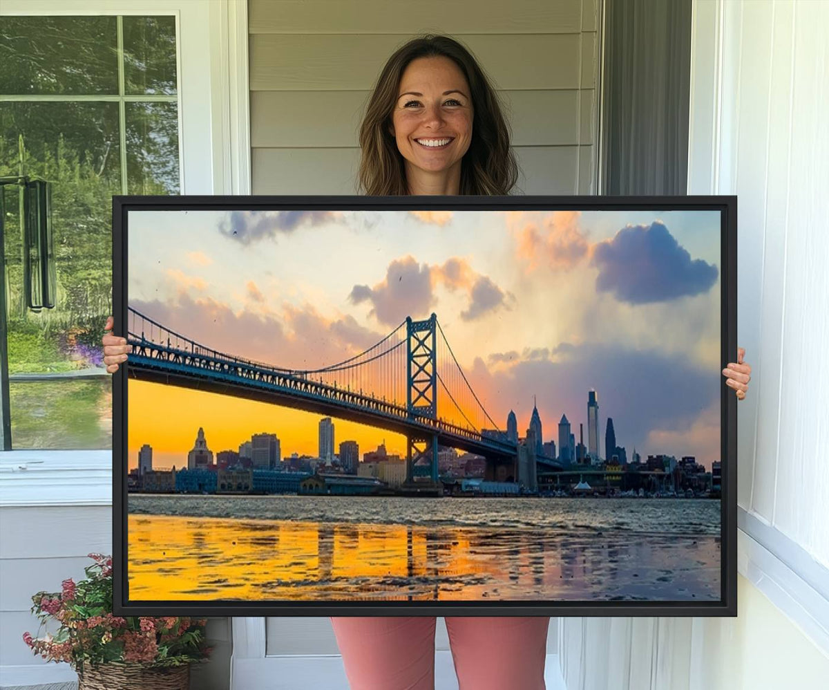Ben Franklin Bridge Wall Art Print – Philadelphia Skyline