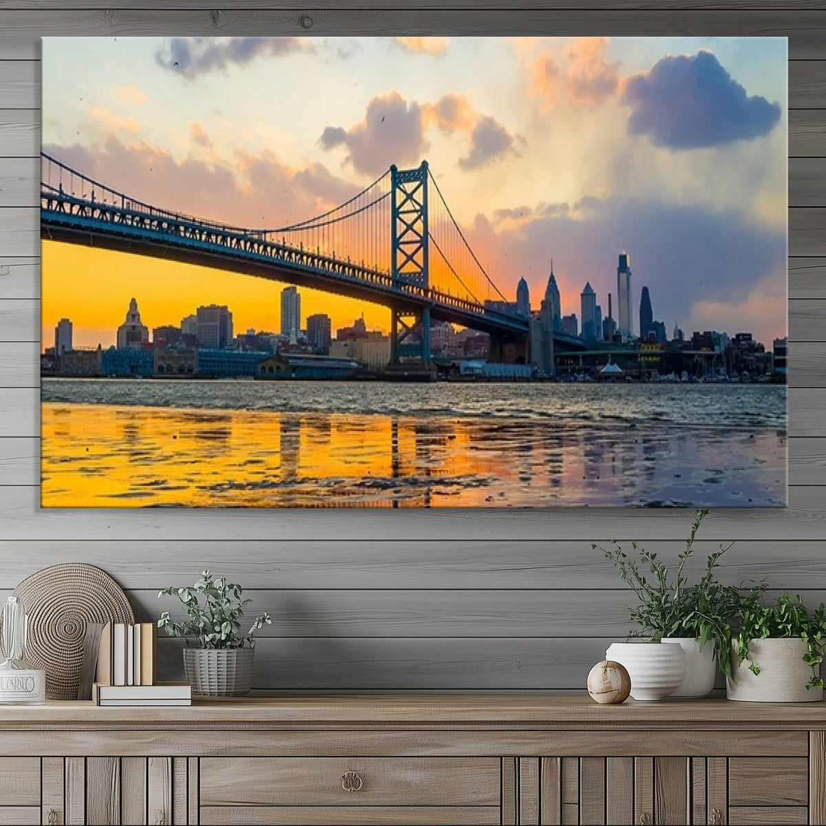 Ben Franklin Bridge Wall Art Print – Philadelphia Skyline