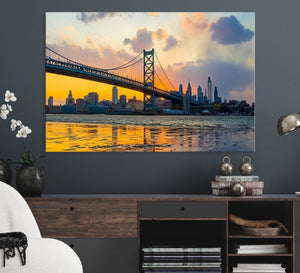 Ben Franklin Bridge Wall Art Print – Philadelphia Skyline