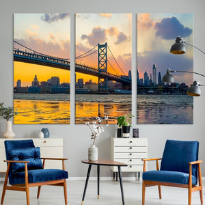 Ben Franklin Bridge Wall Art Print – Philadelphia Skyline