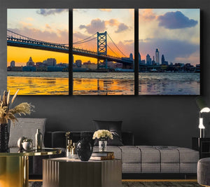 Ben Franklin Bridge Wall Art Print – Philadelphia Skyline