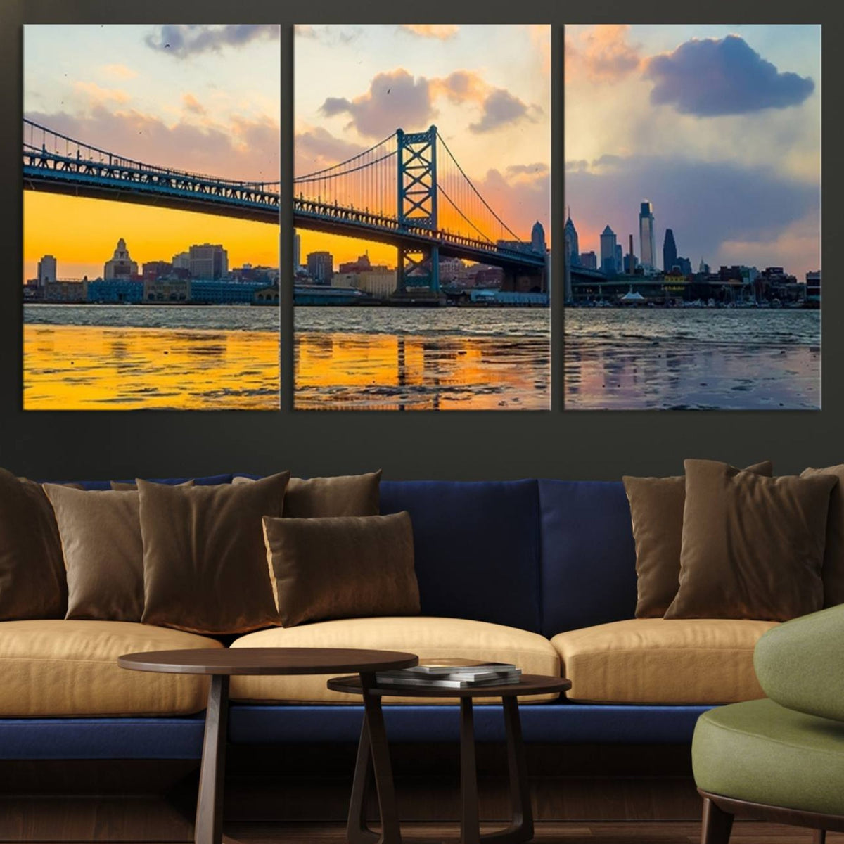 Ben Franklin Bridge Wall Art Print – Philadelphia Skyline