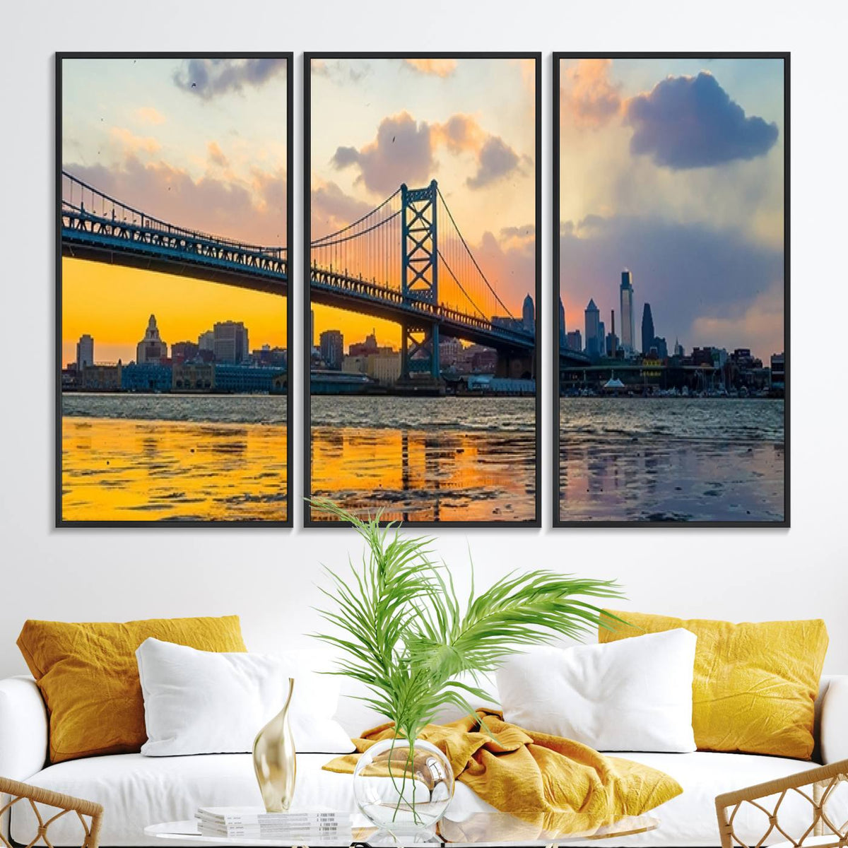 Ben Franklin Bridge Wall Art Print – Philadelphia Skyline