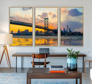 Ben Franklin Bridge Wall Art Print – Philadelphia Skyline