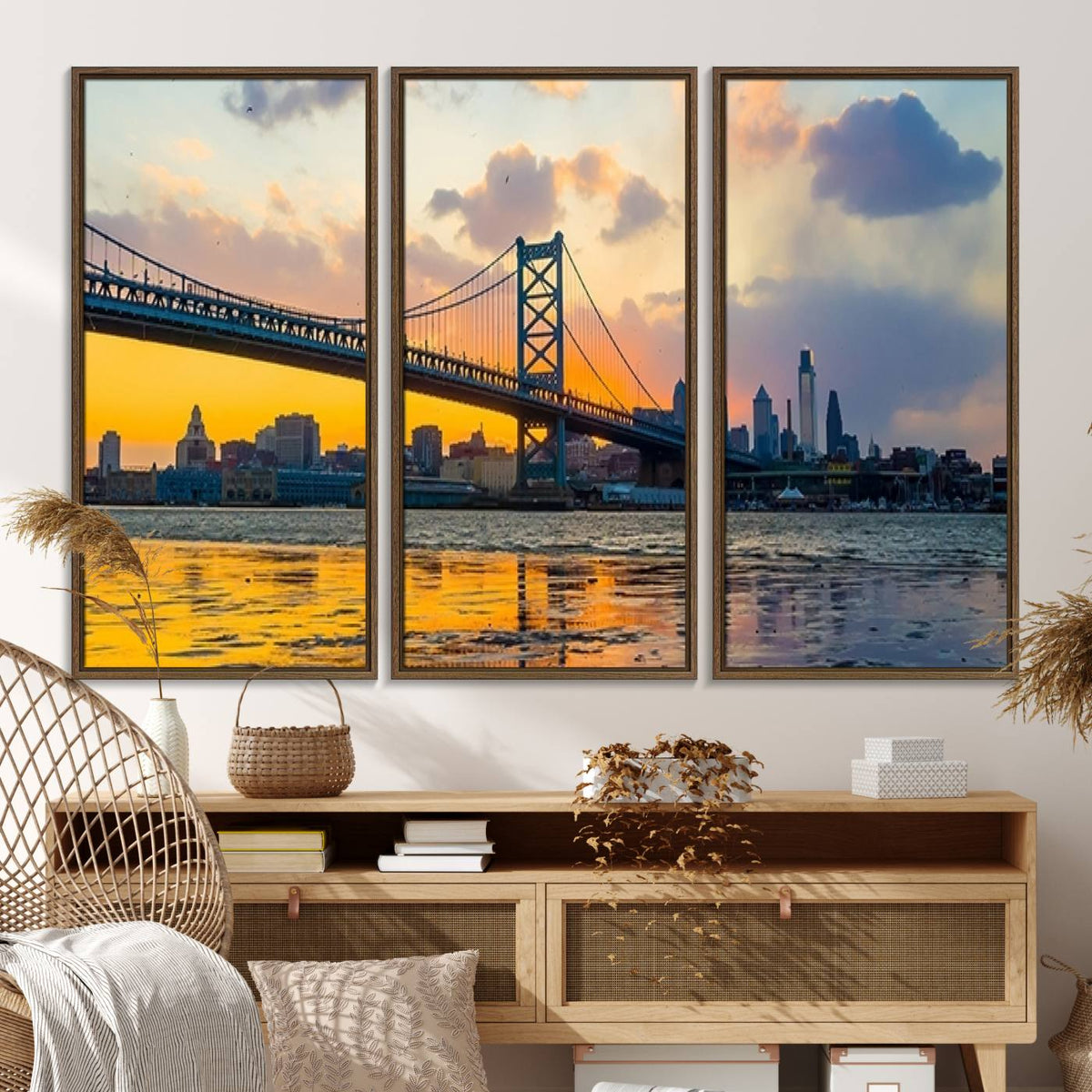 Ben Franklin Bridge Wall Art Print – Philadelphia Skyline