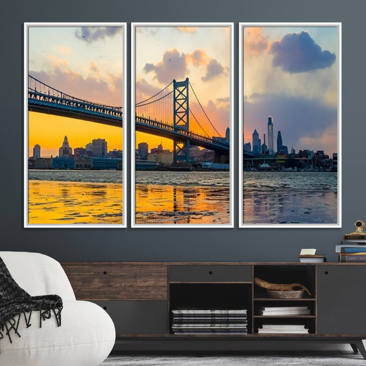 Ben Franklin Bridge Wall Art Print – Philadelphia Skyline