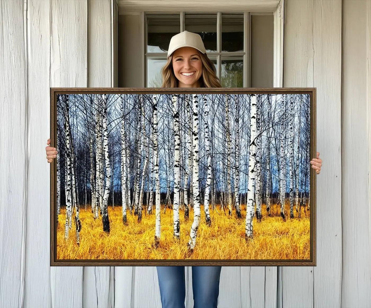 Birch Trees Wall Art Print, Wall Art Landscape Canvas Print