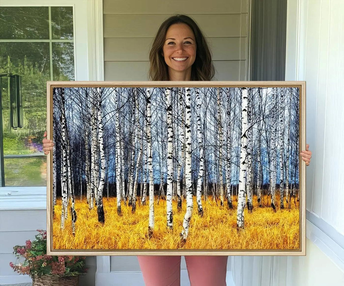 Birch Trees Wall Art Print, Wall Art Landscape Canvas Print