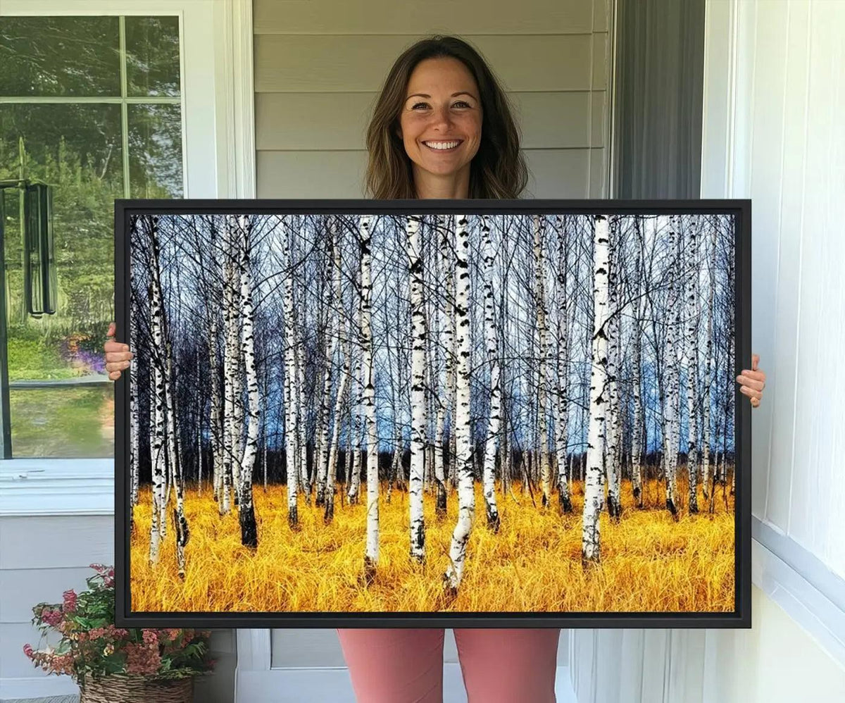 Birch Trees Wall Art Print, Wall Art Landscape Canvas Print