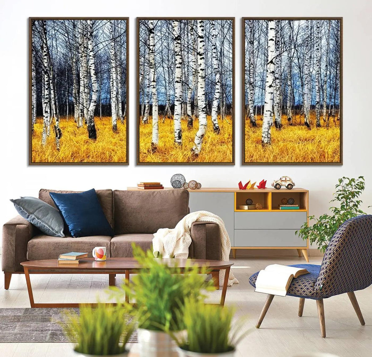 Birch Trees Wall Art Print, Wall Art Landscape Canvas Print