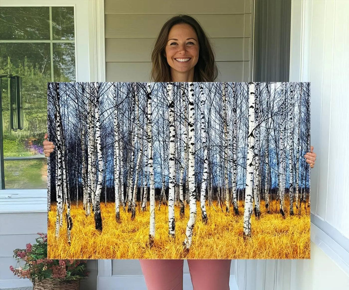 Birch Trees Wall Art Print, Wall Art Landscape Canvas Print