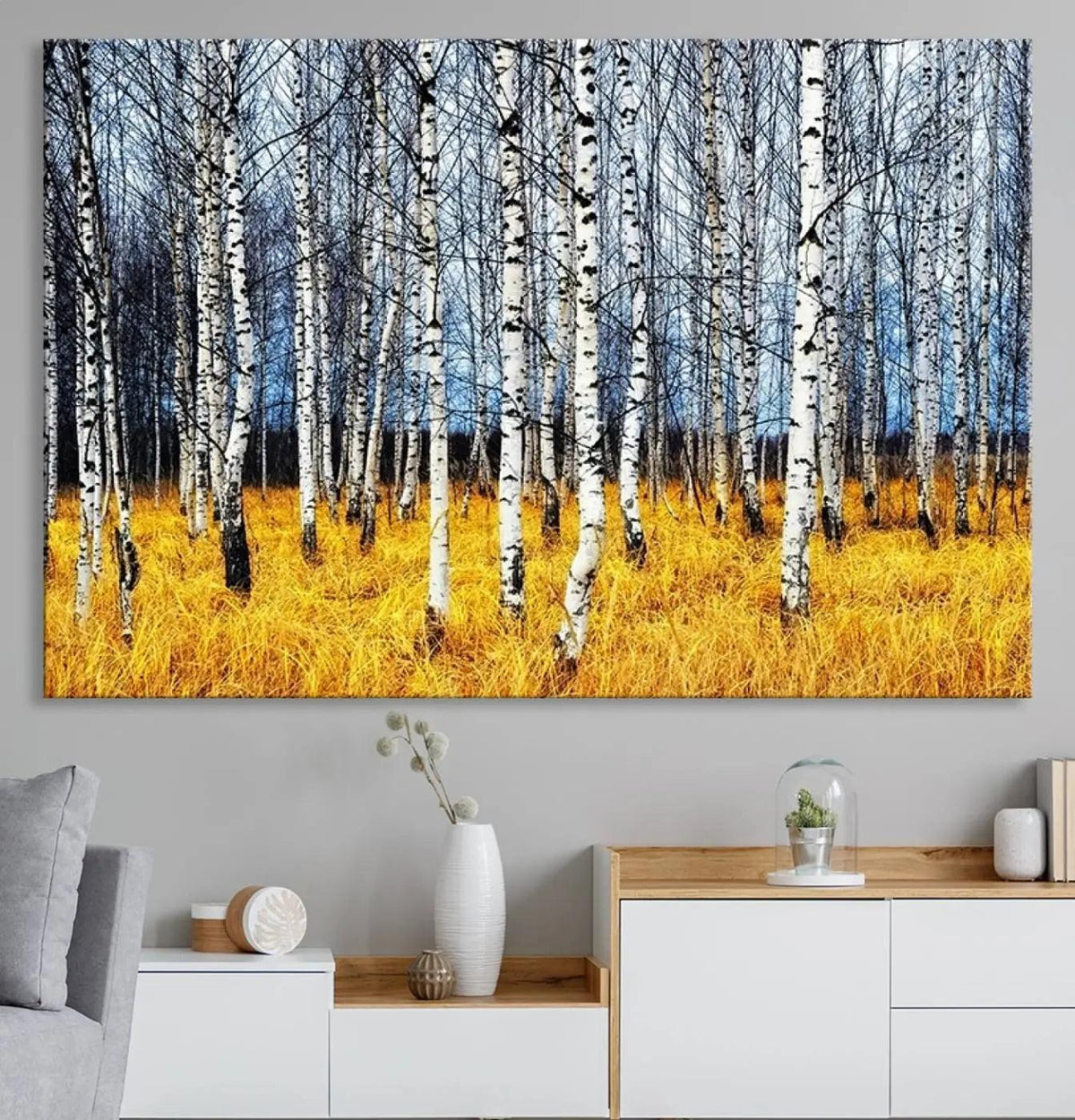Birch Trees Wall Art Print, Wall Art Landscape Canvas Print
