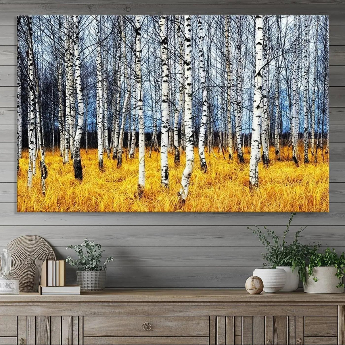 Birch Trees Wall Art Print, Wall Art Landscape Canvas Print