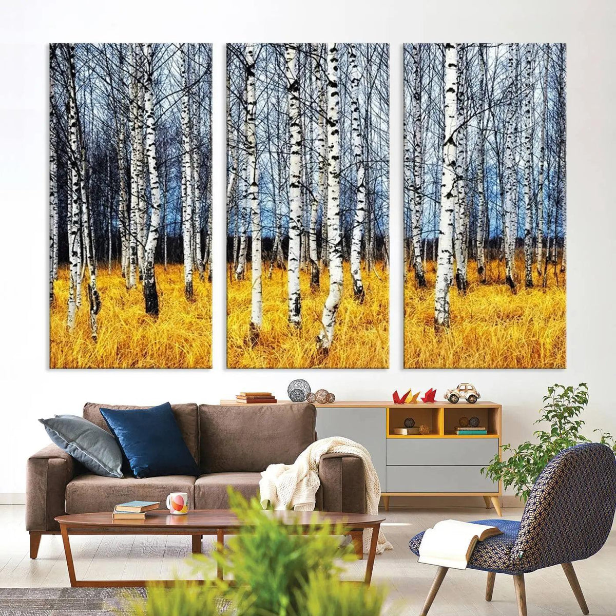 Birch Trees Wall Art Print, Wall Art Landscape Canvas Print